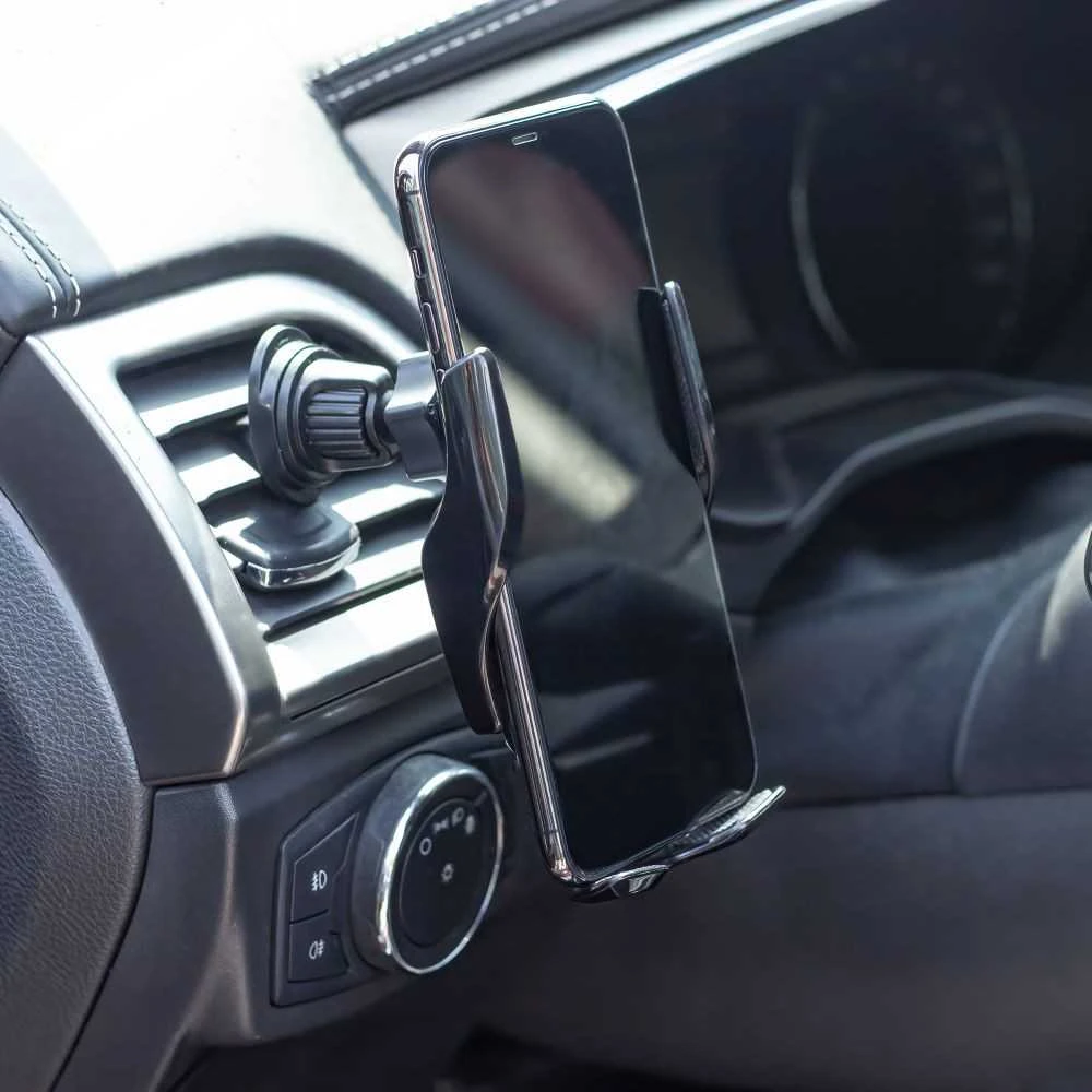 Maxlife automobilinis laikiklis ventiliacijos grotelėms MXCH-08 automatinis su belaidžiu įkrovimu juodas 15W
