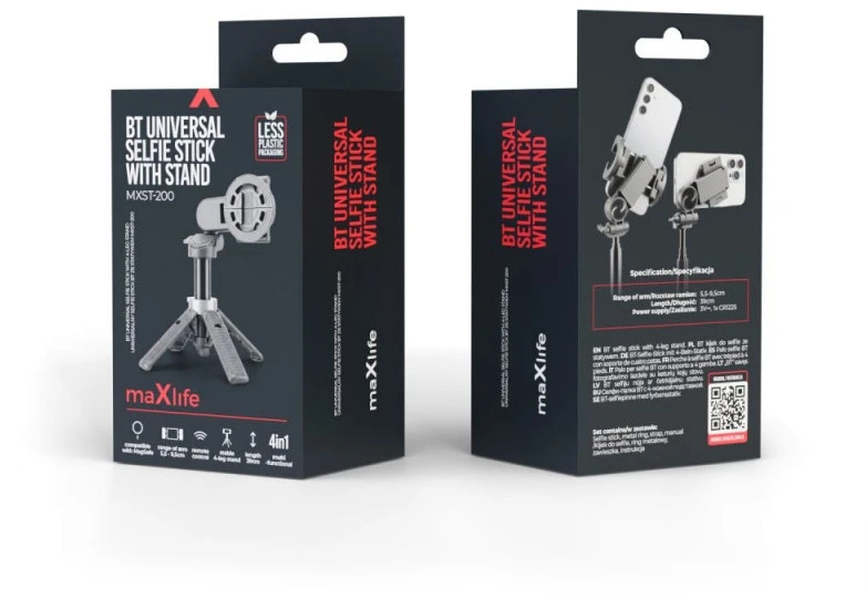 Maxlife BT universalus asmenukių lazda trikojis, skirtas MagSafe MXST-200 magnetinis, juodas