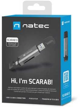 „Natec“ atminties kortelių skaitytuvas „Scarab 3“ USB-A/USB-C