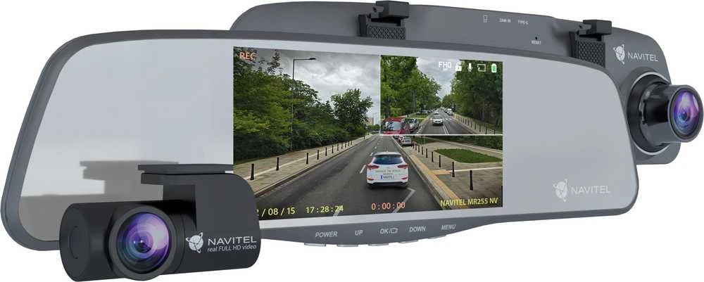 Navitel | Išmanusis galinio vaizdo veidrodėlis su DVR | MR255NV | IPS ekranas 5 colių; 960x480 | Žemėlapiai pridedami