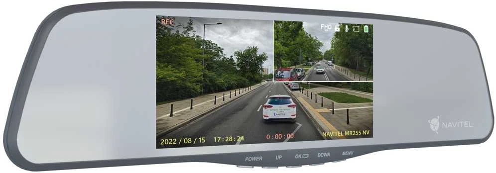 Navitel | Išmanusis galinio vaizdo veidrodėlis su DVR | MR255NV | IPS ekranas 5 colių; 960x480 | Žemėlapiai pridedami