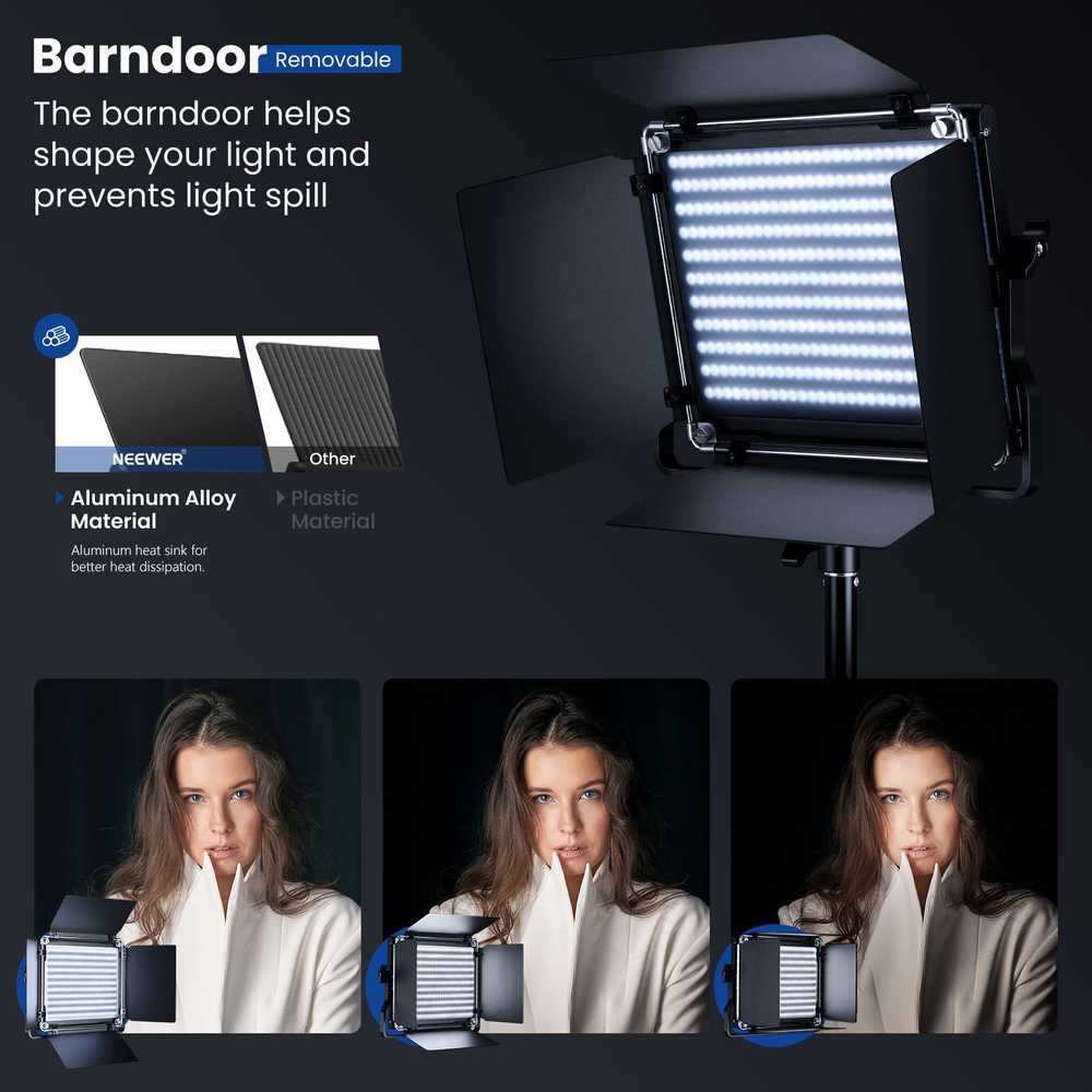 Sieninis šviestuvas „Neewer 660“ dviejų spalvų LED šviestuvų rinkinys, dvi lempos, 40 W, 3200–5600 K