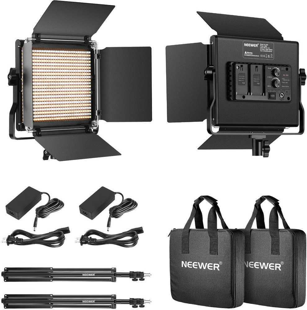 Sieninis šviestuvas „Neewer 660“ dviejų spalvų LED šviestuvų rinkinys, dvi lempos, 40 W, 3200–5600 K