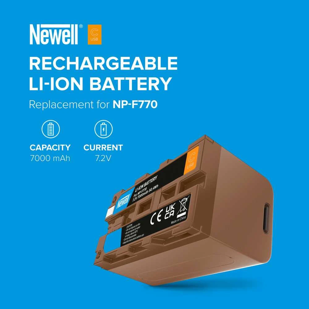 Newell keičiama baterija NP-F770 USB-C, skirta Sony