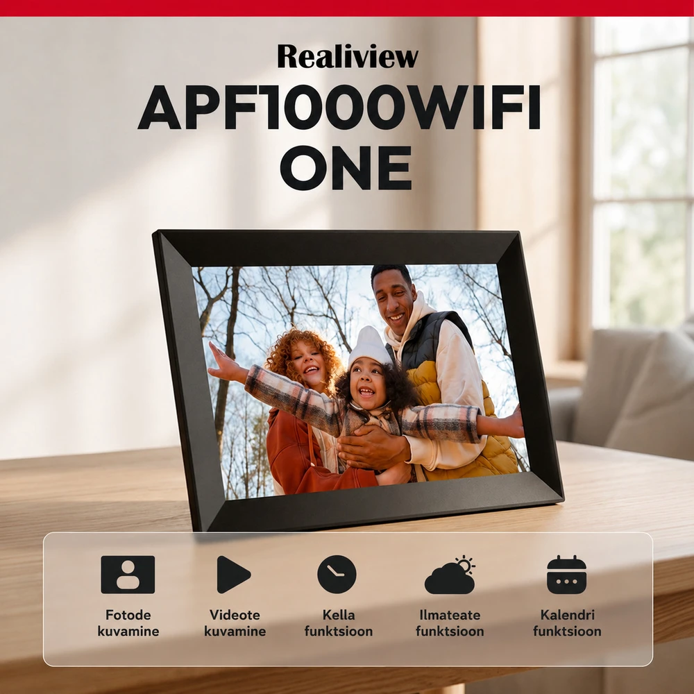 Nuotraukų rėmelis AgfaPhoto digital photo frame Realiview APF1000 10" WiFi One, juodas