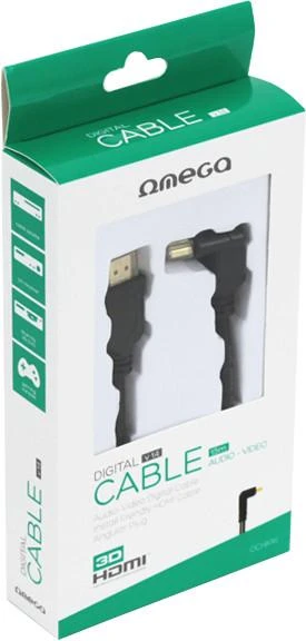 Omega HDMI kabelis su kampine jungtimi pakuotėje