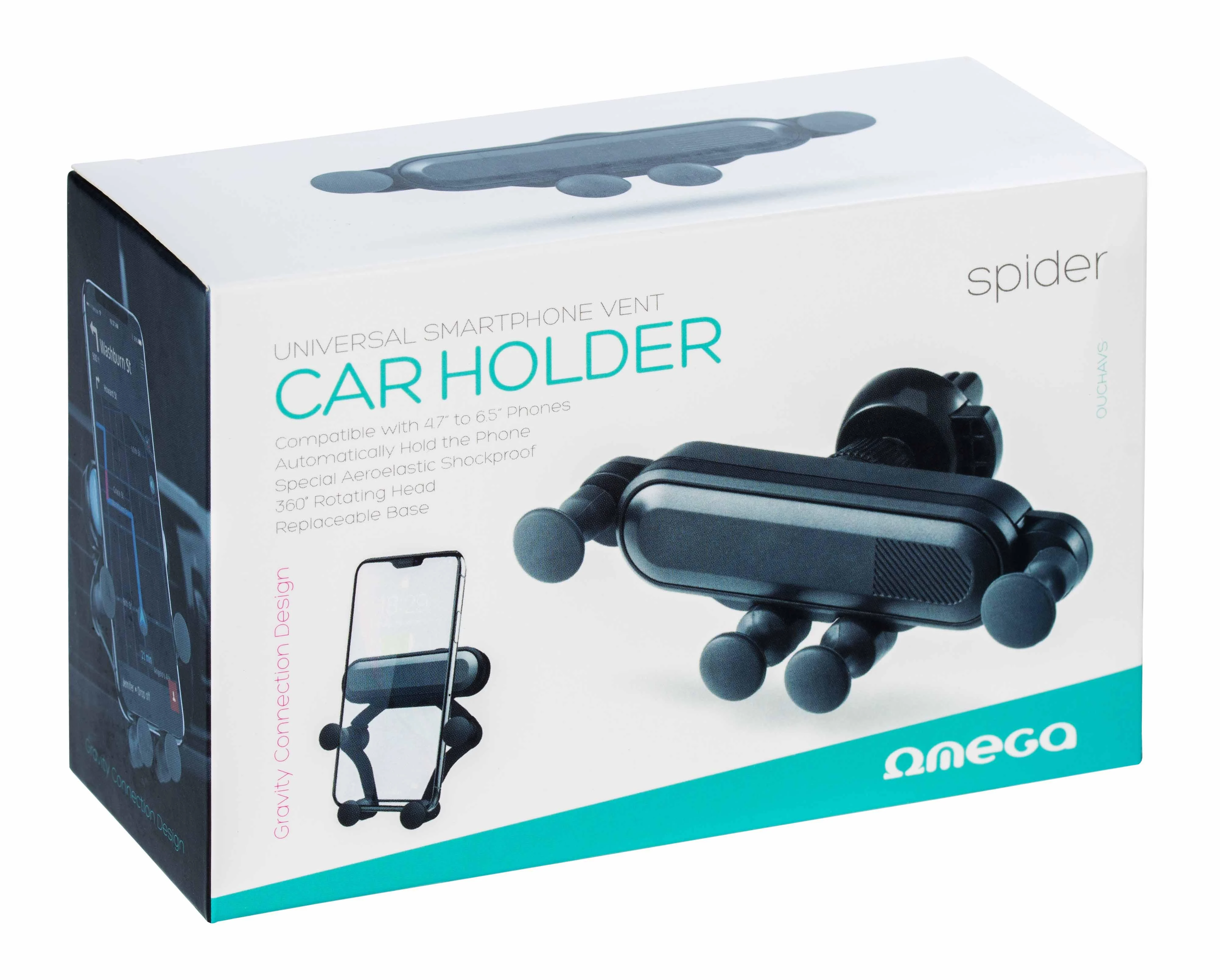 Omega car air vent holder Spider, juodas (45013)