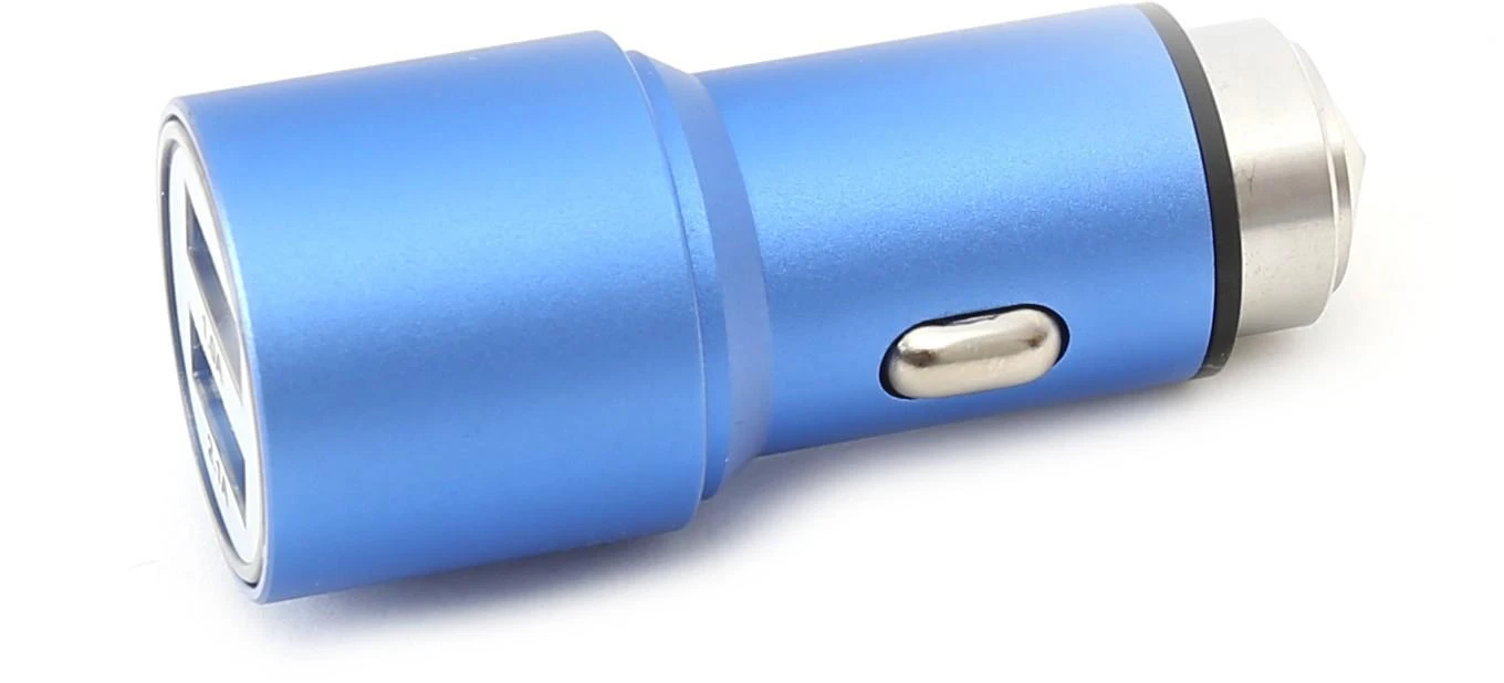 Omega automobilinis įkroviklis 2xUSB 2100mA metalinis, mėlynas (43343)
