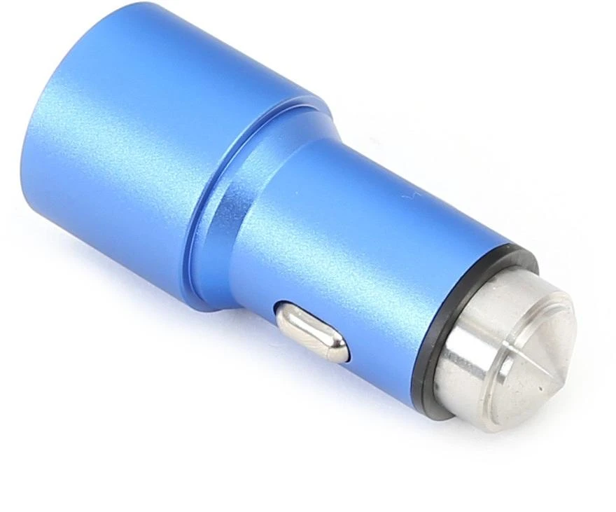 Omega automobilinis įkroviklis 2xUSB 2100mA metalinis, mėlynas (43343)