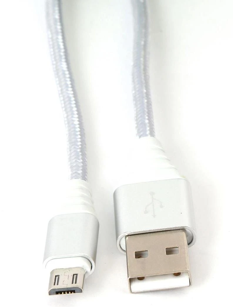 USB Laidas - Omega MicroUSB–USB 1 m 2 A Pintas Laidas, Sidabrinis