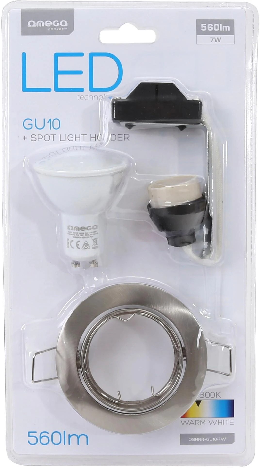Omega LED lempos GU10 7W 2800K komplektas