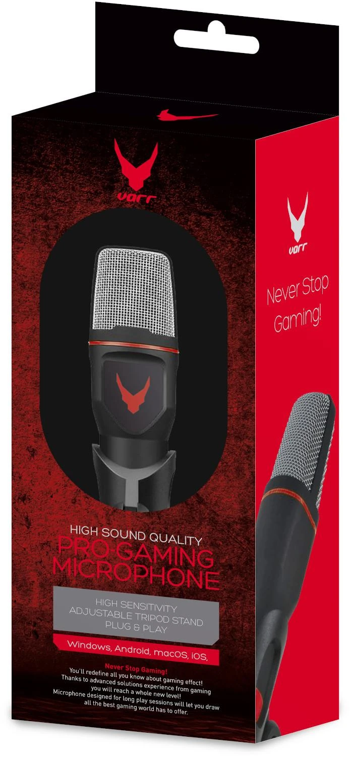 Mikrofonas VARR GAMING MICROPHONE MINI + TRIPOD juodas