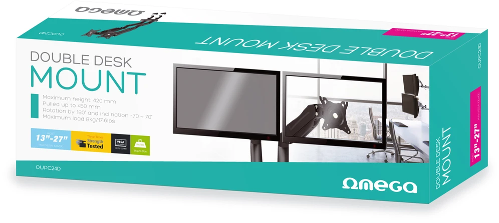 Omega Laikiklis stalas 2 monitoriams 13'' - 27'' (OUPC24D)