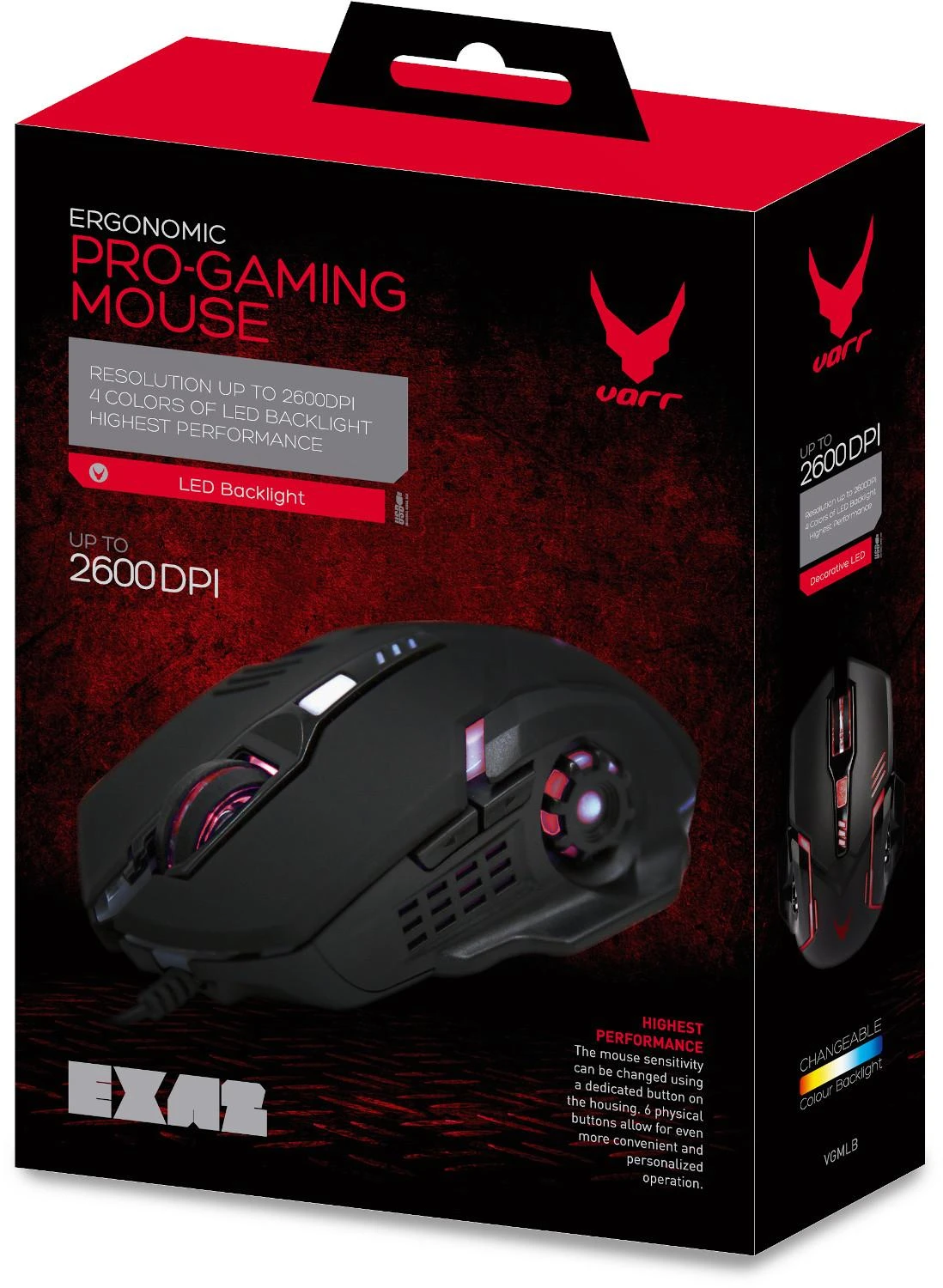 Omega Pelė VARR Gaming VGMLB su laidu, juodos spalvos