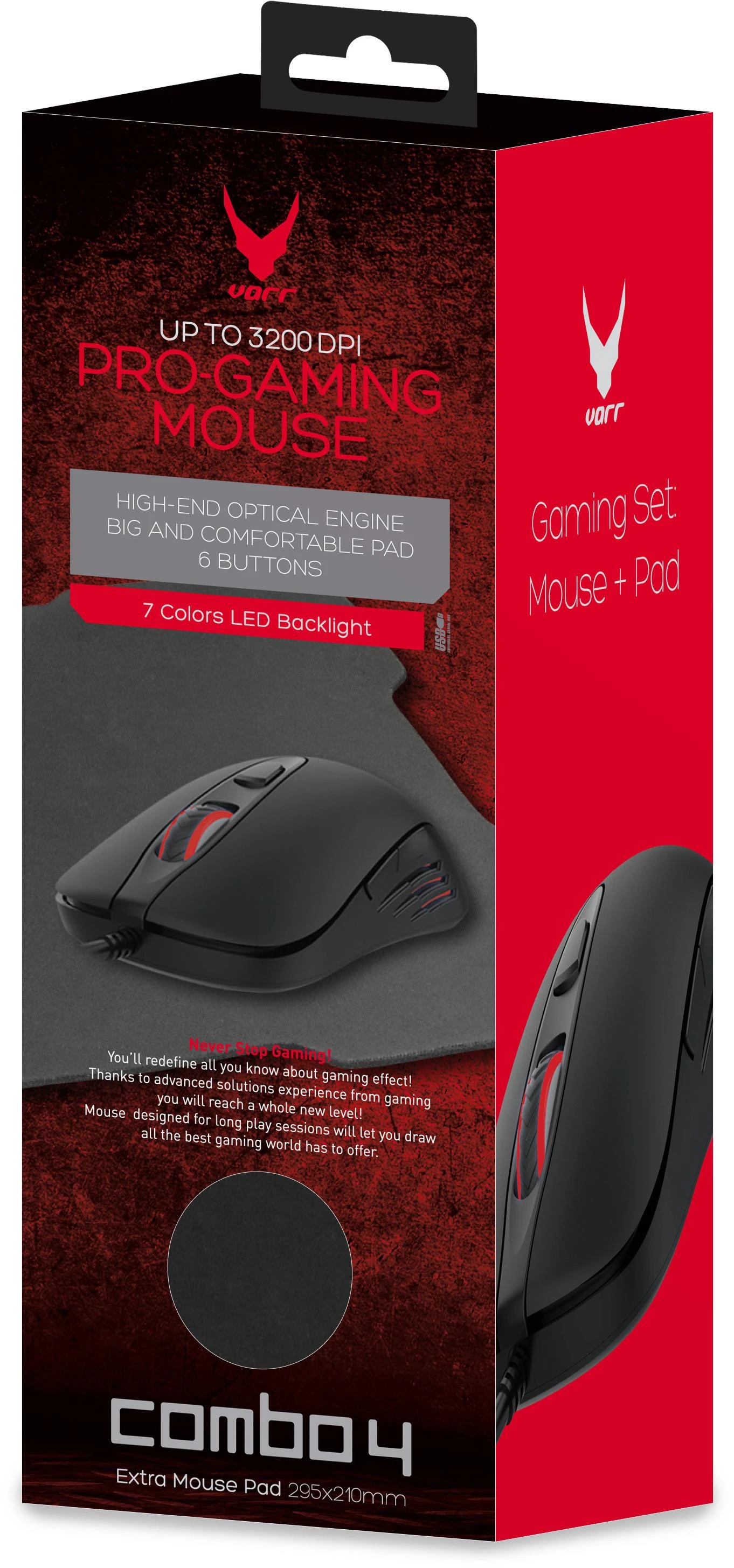 Omega pelė Varr Gaming + pelės kilimėlis (45194)