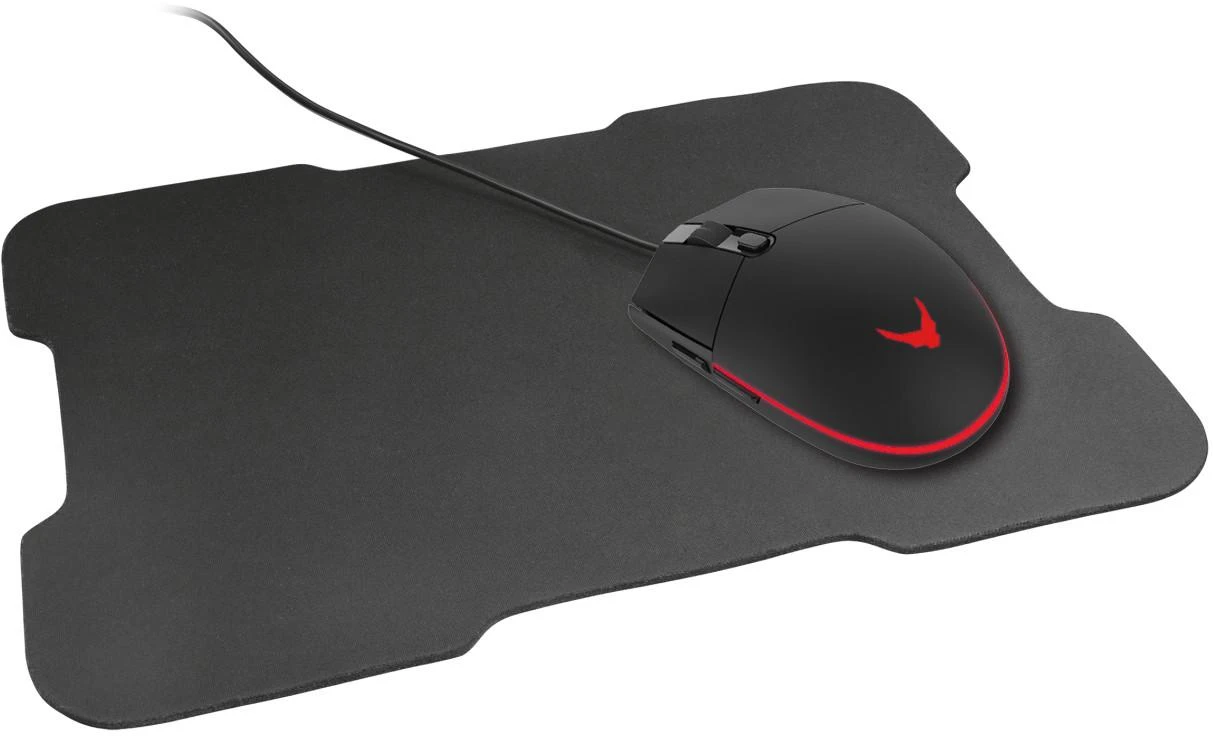 Omega Pelė VARR Gaming su laidu + kilimėlis (295x210x2mm) juodos spalvos