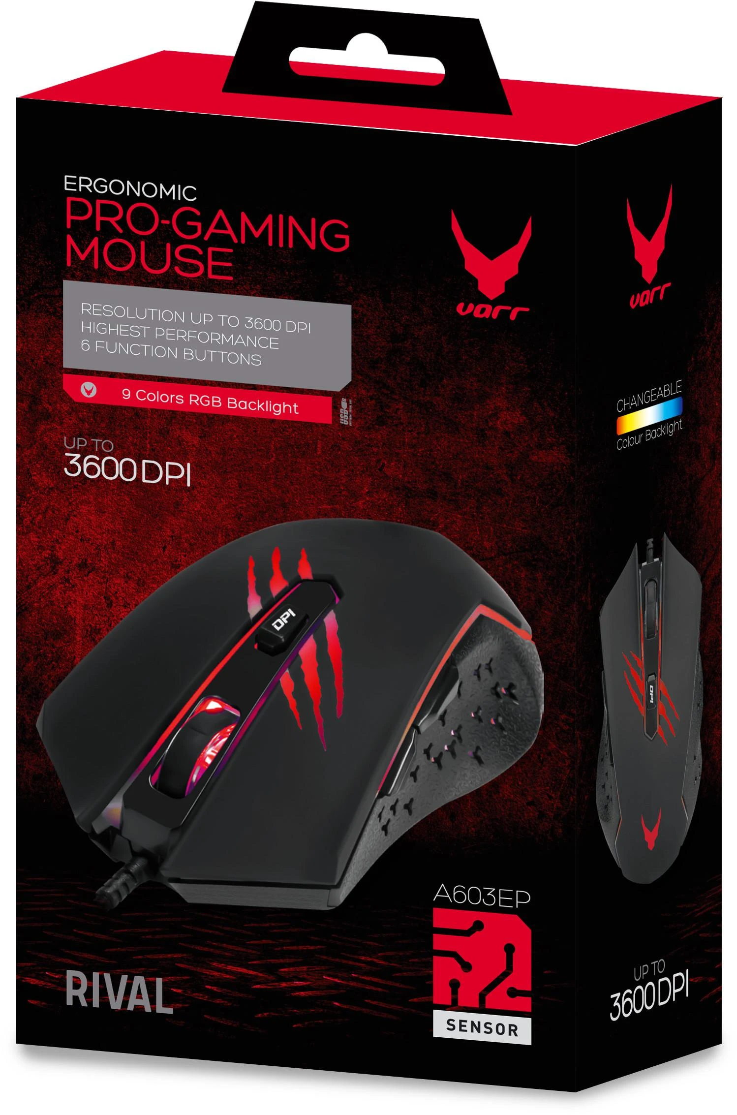Pelė VARR Gaming VGM-B04 su laidu, juodos spalvos