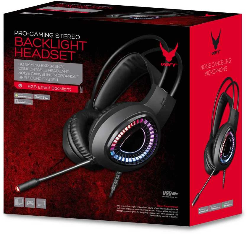 Omega Laisvų rankų įranga VARR GAMING VH8010 su mikrofonu (USB 7.1 FOR PC AND PS5) juoda