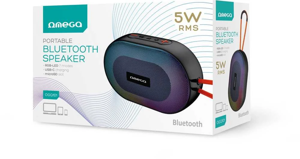 Garsiakalbis OEM OMEGA SPEAKER Nešiojama kolonėlė Bluetooth V5.1 5W RMS RGB Elipse Strap [46152]