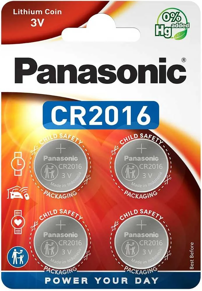 Panasonic Batteries Baterija - Panasonic CR2016 3V Ličio Monetos Elementas 4 Vnt.