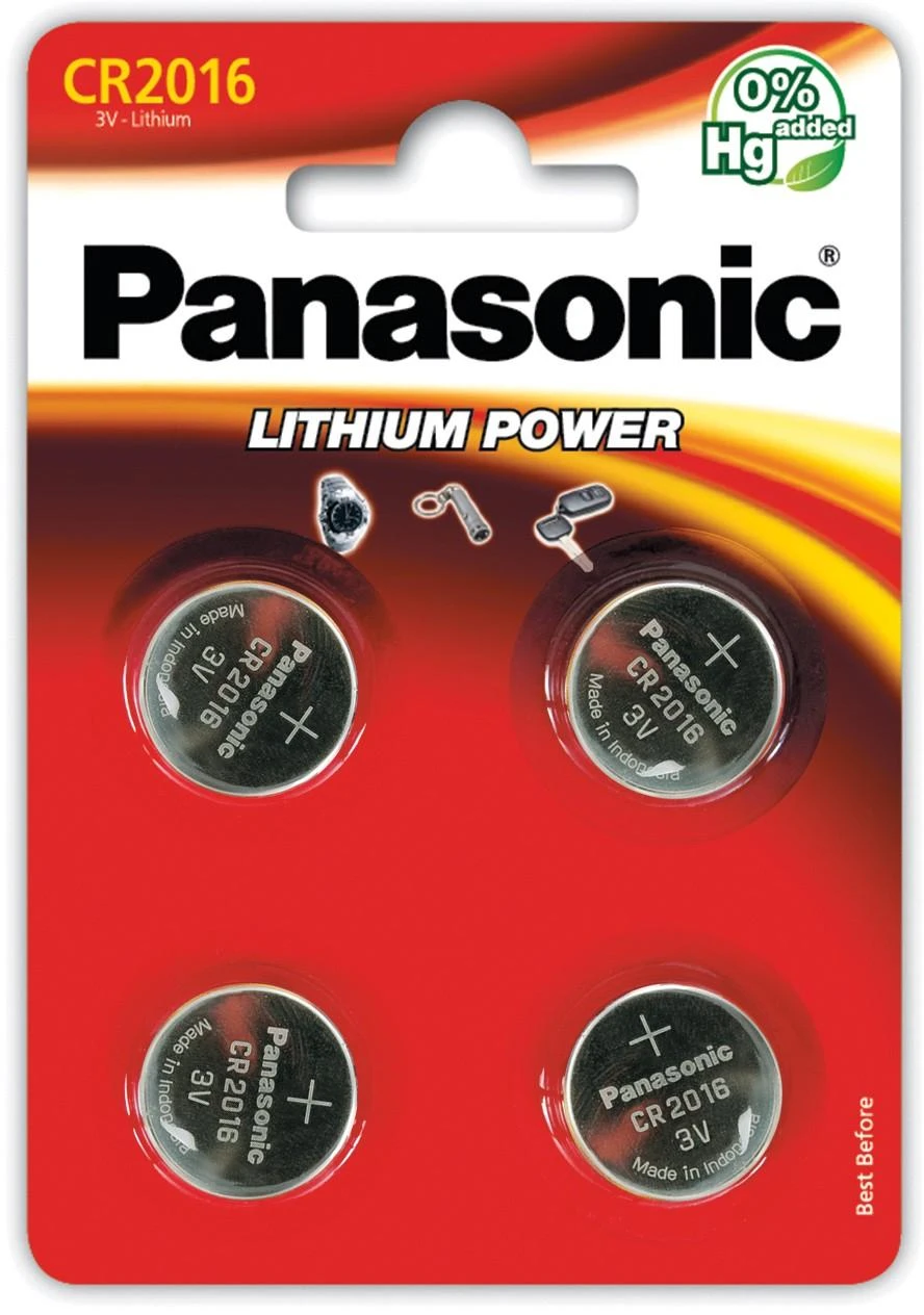 Panasonic Batteries Baterija - Panasonic CR2016 3V Ličio Monetos Elementas 4 Vnt.