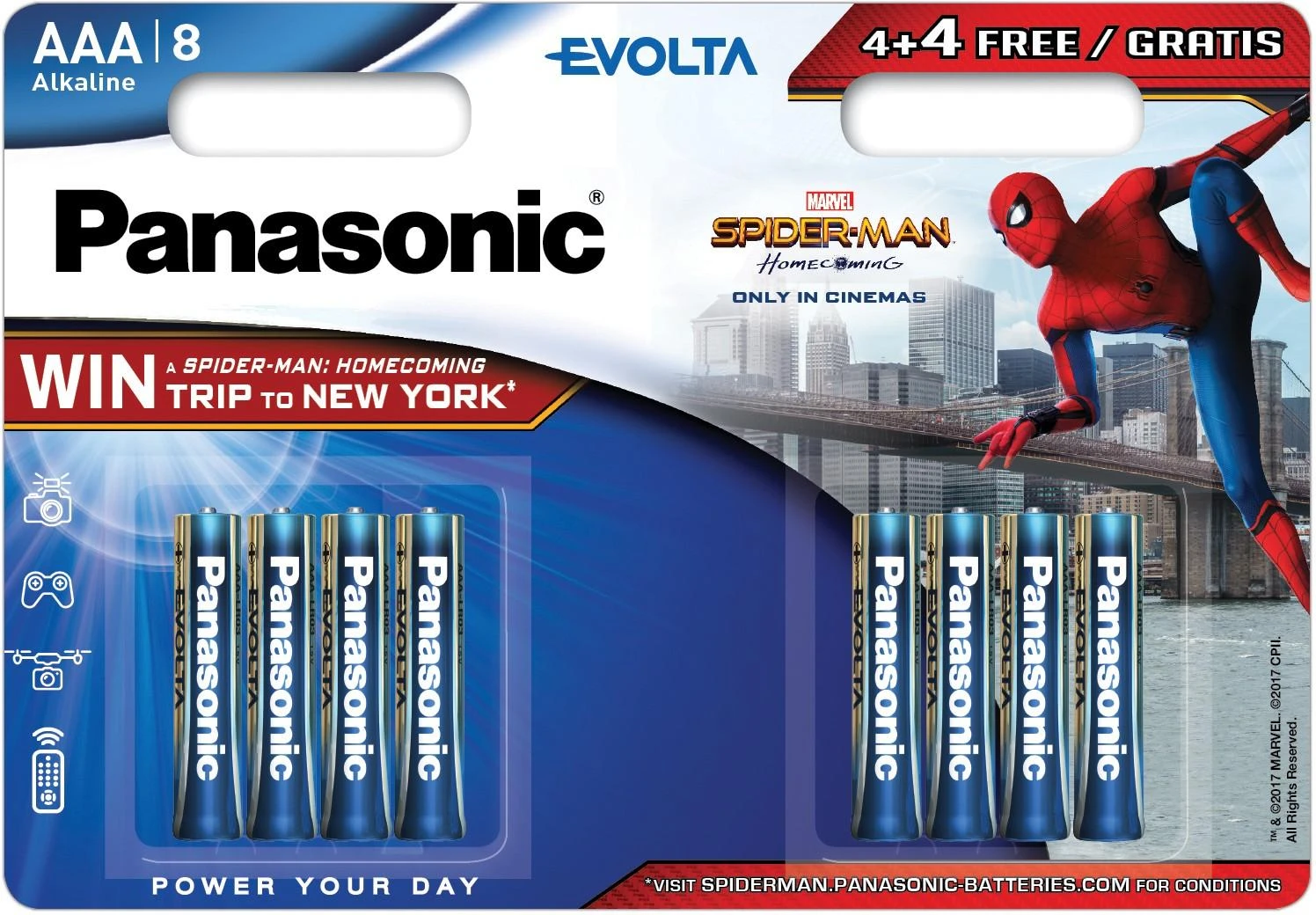 Panasonic Evolta AAA baterijos Spider-Man ribota serija