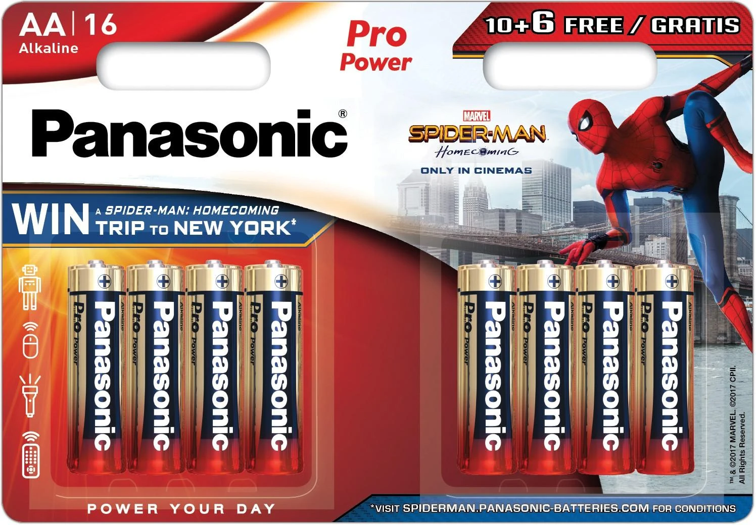 Panasonic Pro Power AA baterijos Spider-Man pakuotė