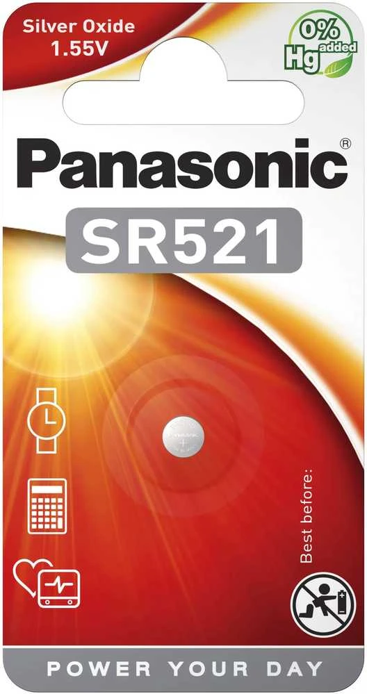 Panasonic SR521 maitinimo elementas pakuotėje