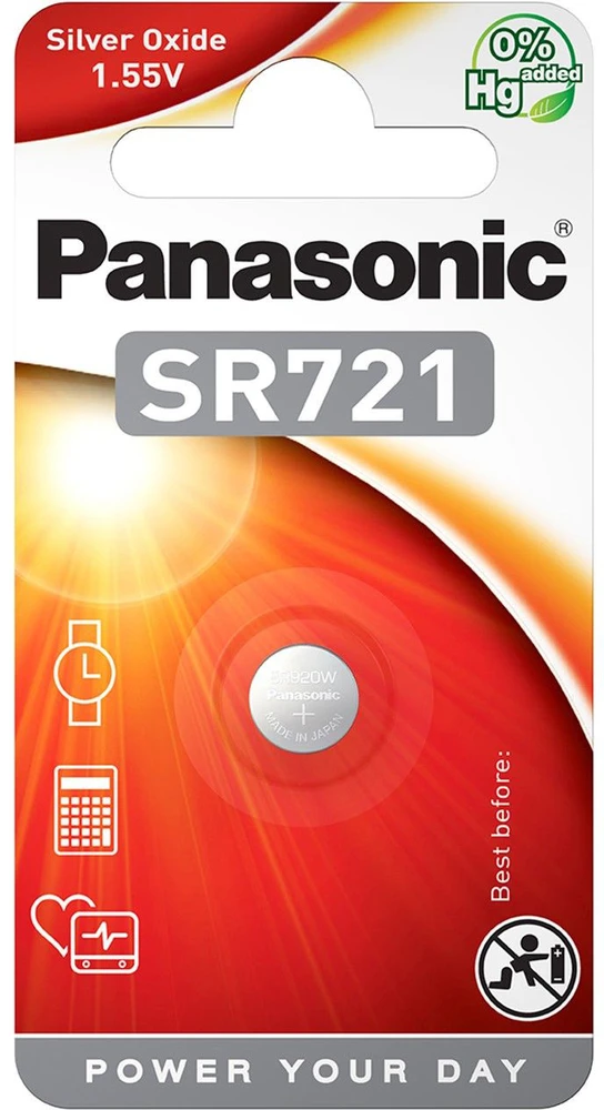 Panasonic SR721 sidabro oksido baterija pakuotėje