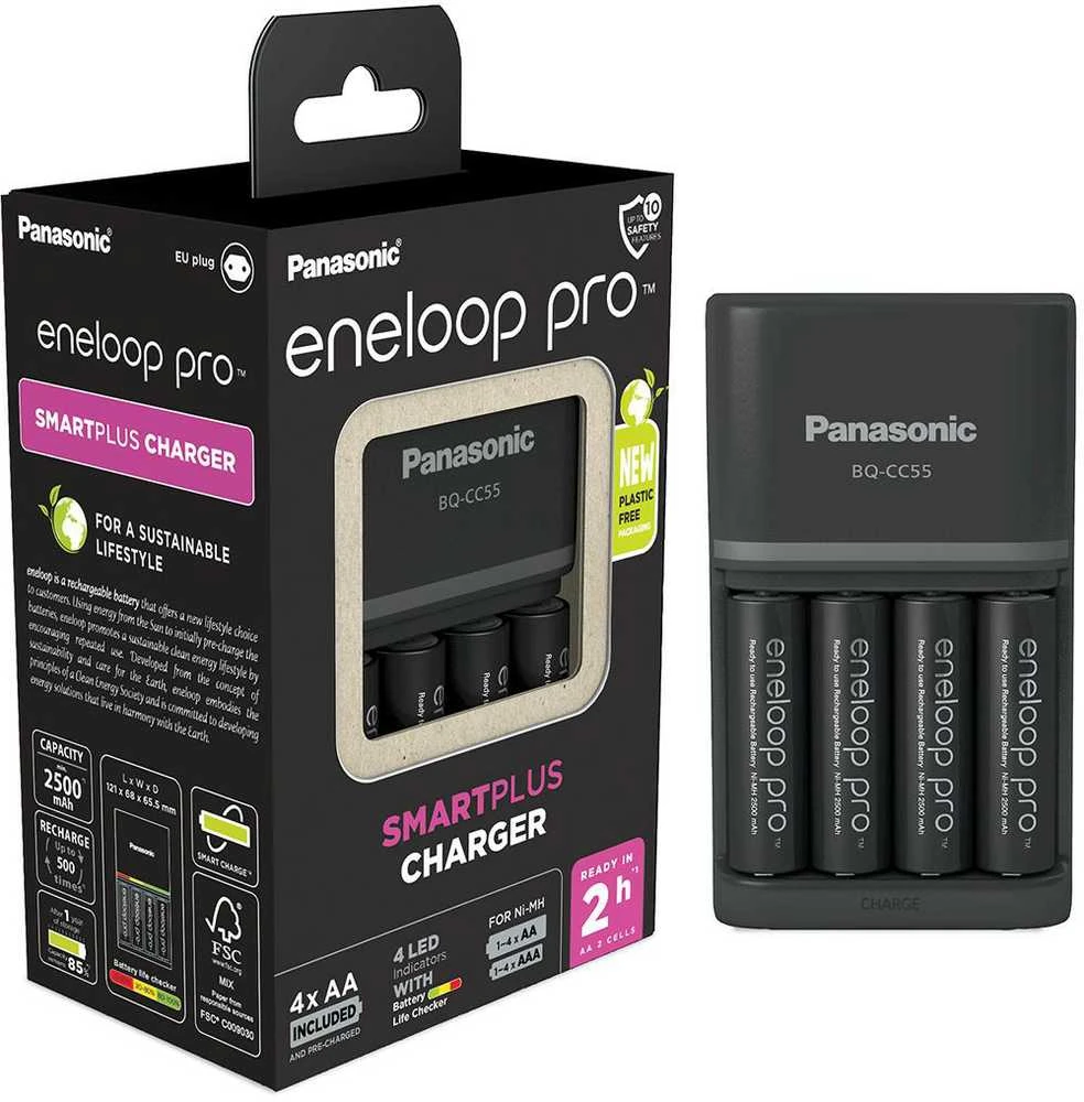Panasonic Batteries Panasonic eneloop įkroviklis BQ-CC55 + 4x2500mAh