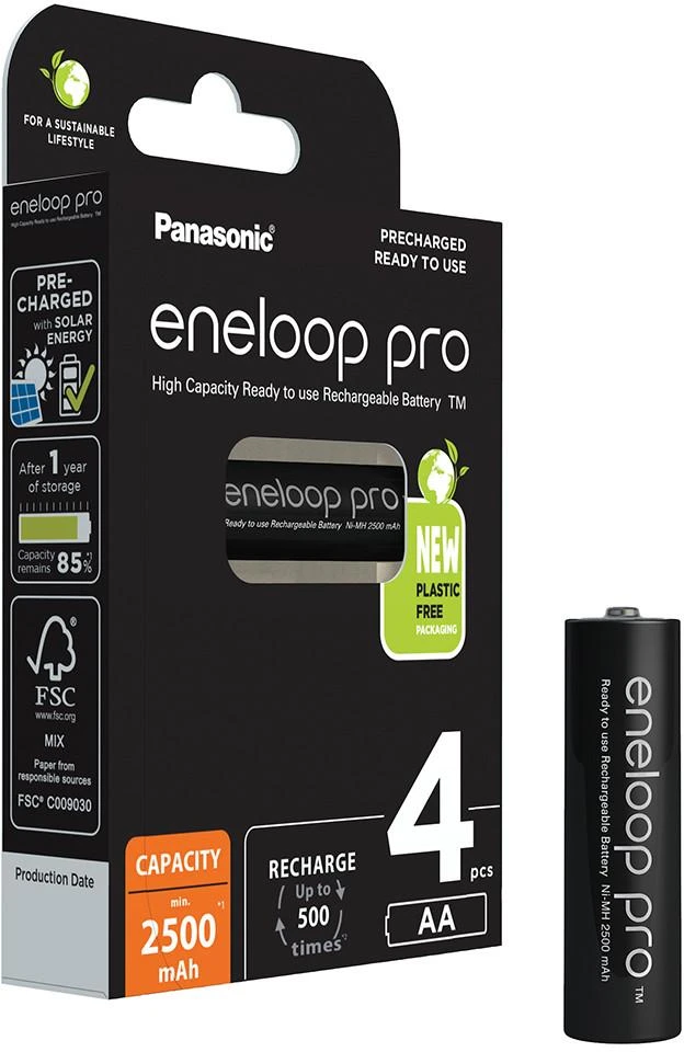 Panasonic Eneloop Pro R6 AA 2500mAh baterija 4vnt