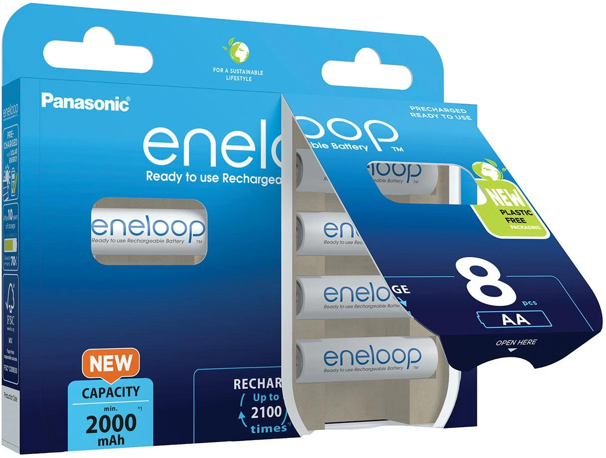Panasonic eneloop įkraunama baterija AA 2000 8bp