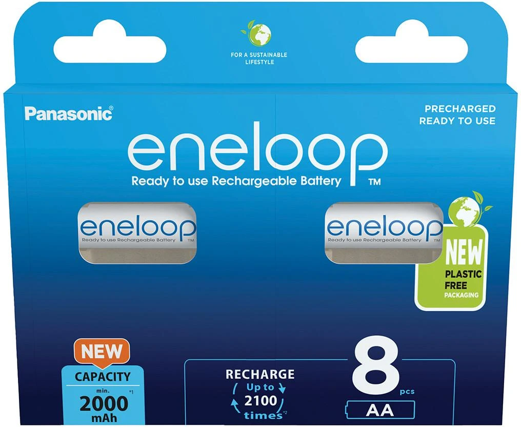Panasonic eneloop įkraunama baterija AA 2000 8bp