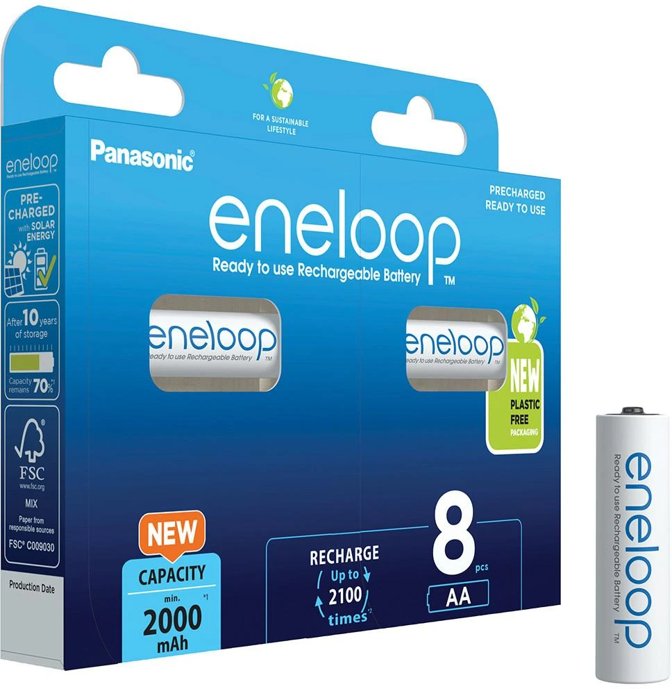 Panasonic eneloop įkraunama baterija AA 2000 8bp