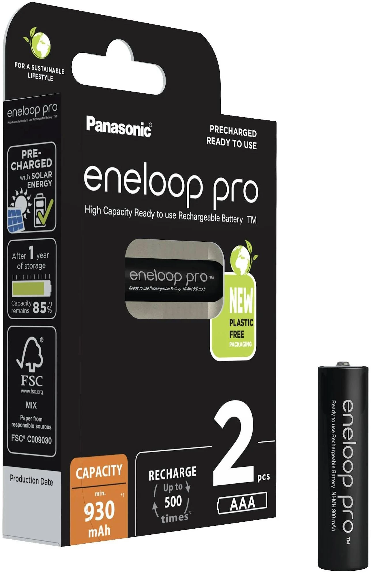 Panasonic Eneloop Pro AAA baterijos pakuotėje