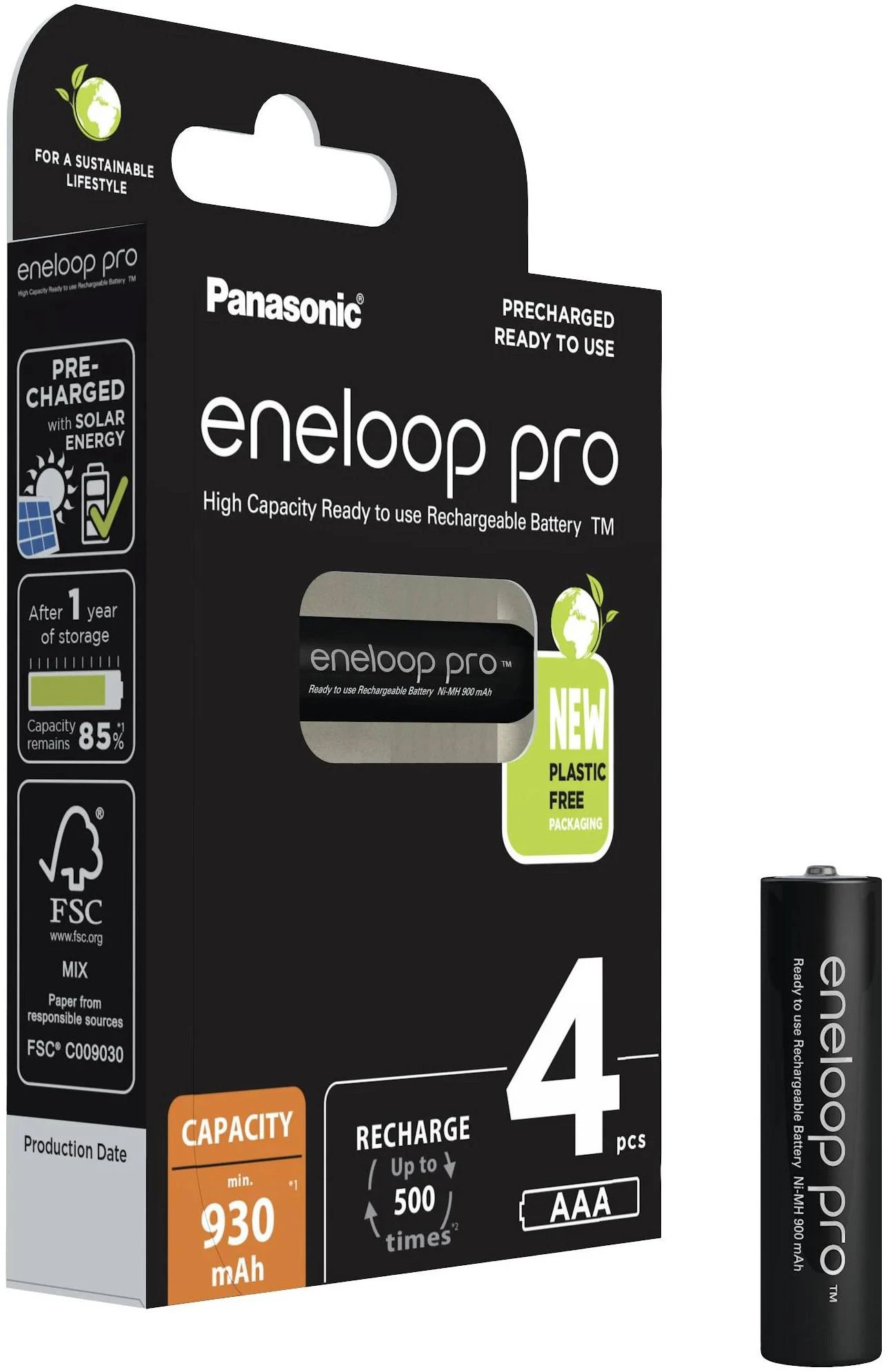 Panasonic Eneloop Pro AAA baterijų pakuotė