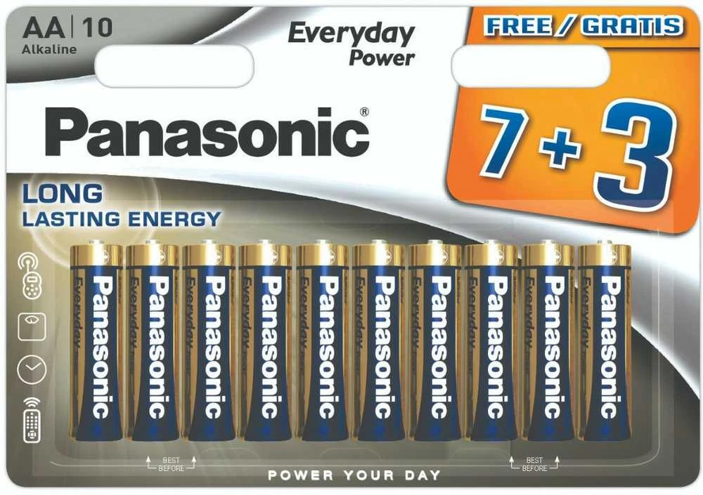 Panasonic AA baterijos 10 vnt. pakuotė