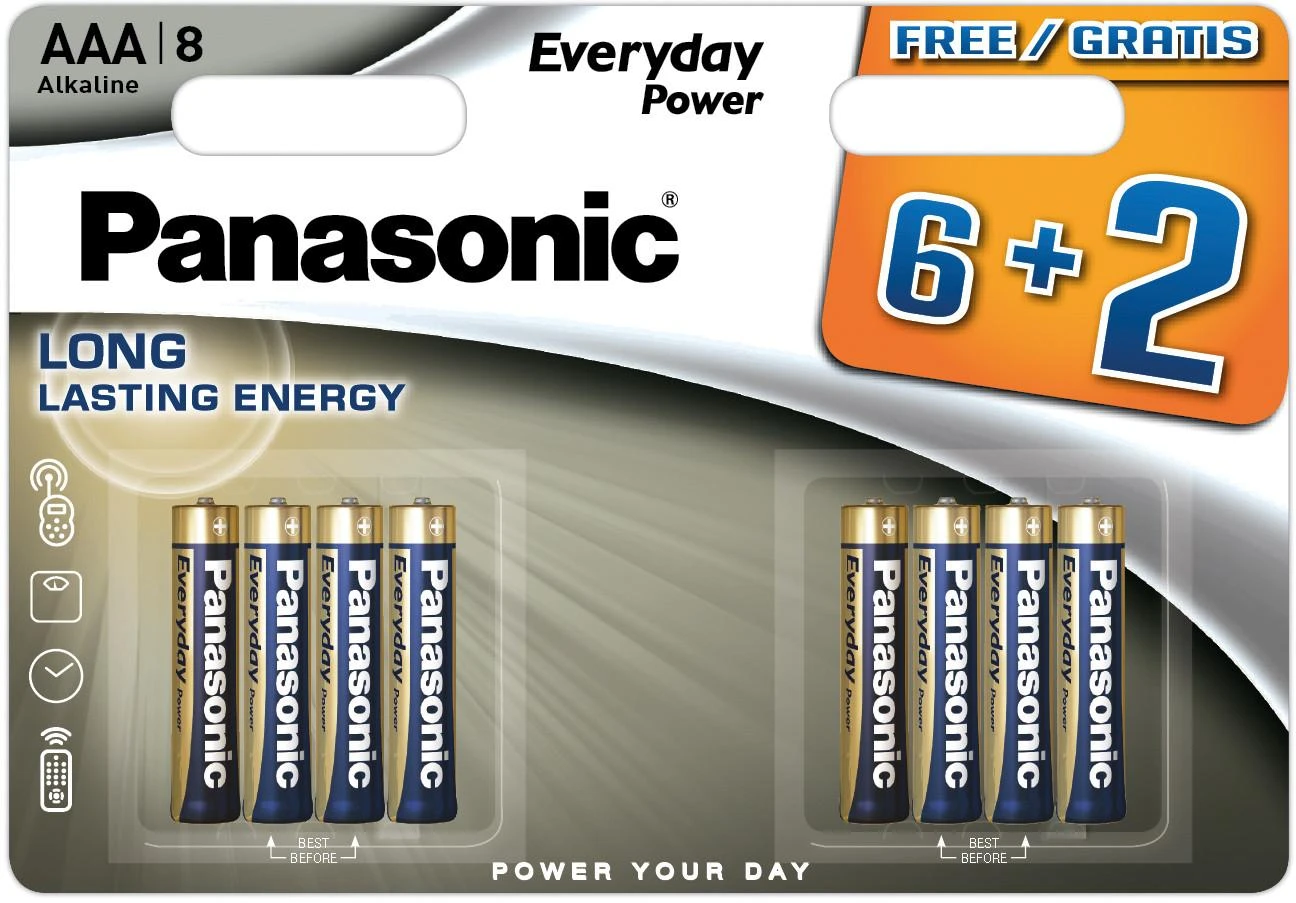 Panasonic Batteries Panasonic baterijos „Panasonic Everyday Power“ baterija LR03EPS/8B (6+2)