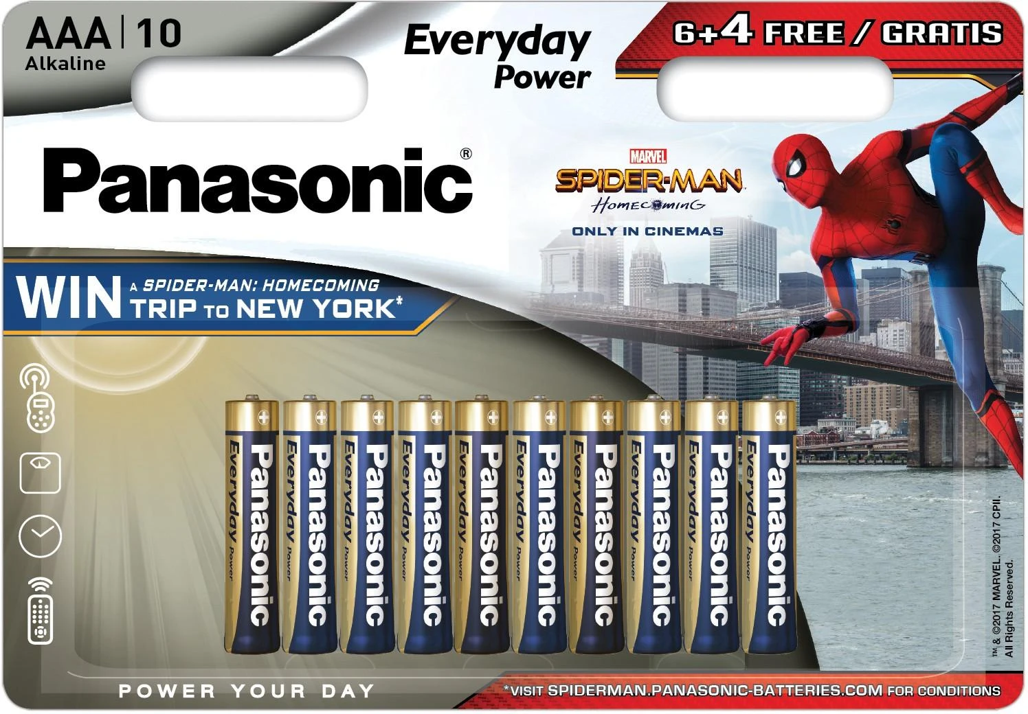 Panasonic AAA baterijos 10 vnt. Spider-Man riboto leidimo pakuotė