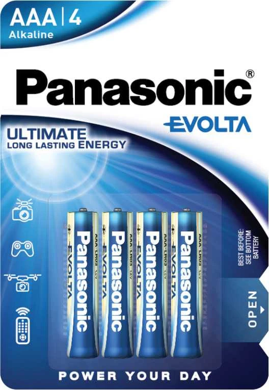Panasonic Evolta AAA LR03 Baterijos Alkaline Elementai 4vnt