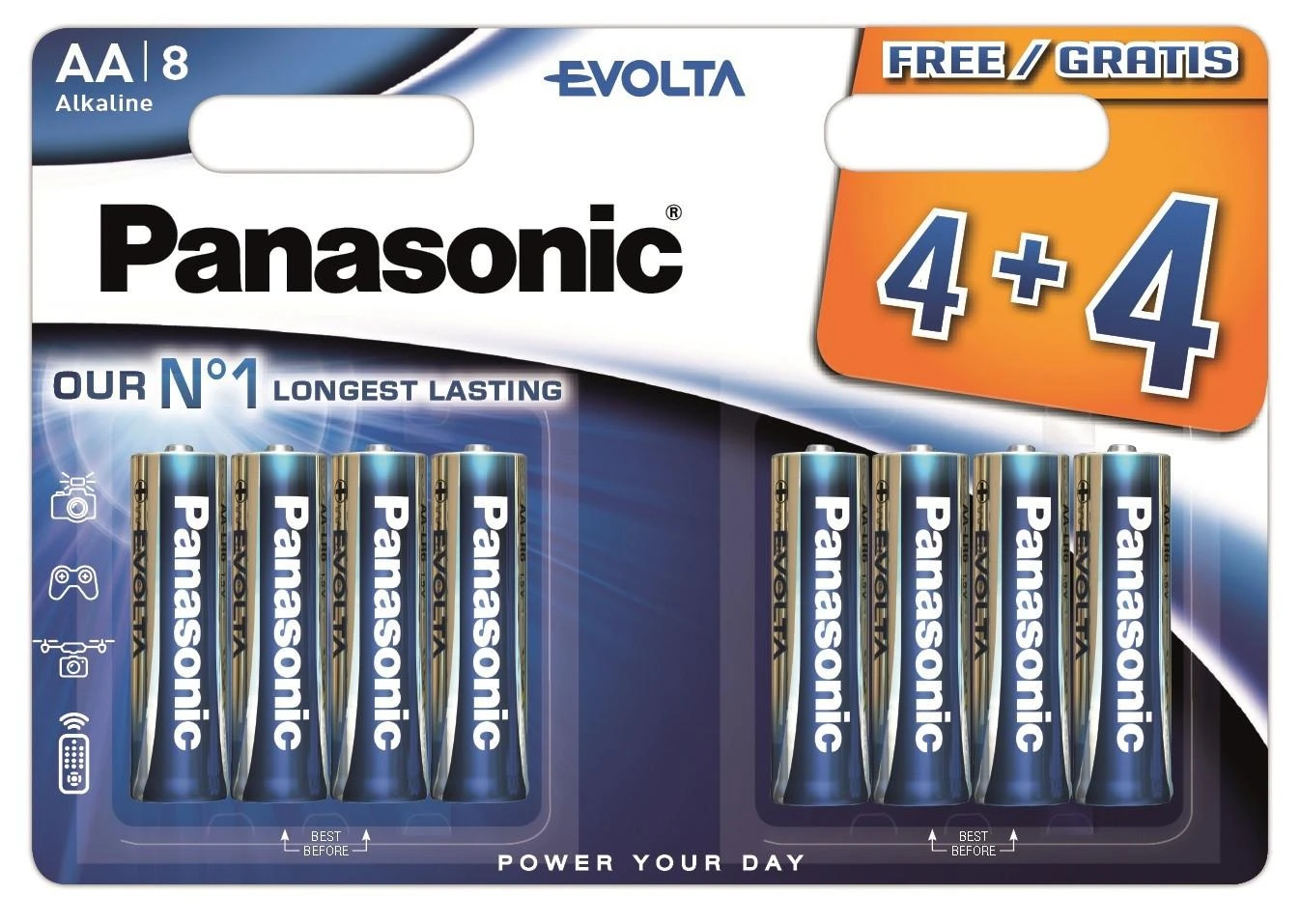 Panasonic Evolta AA baterijos 8 vnt. pakuotė