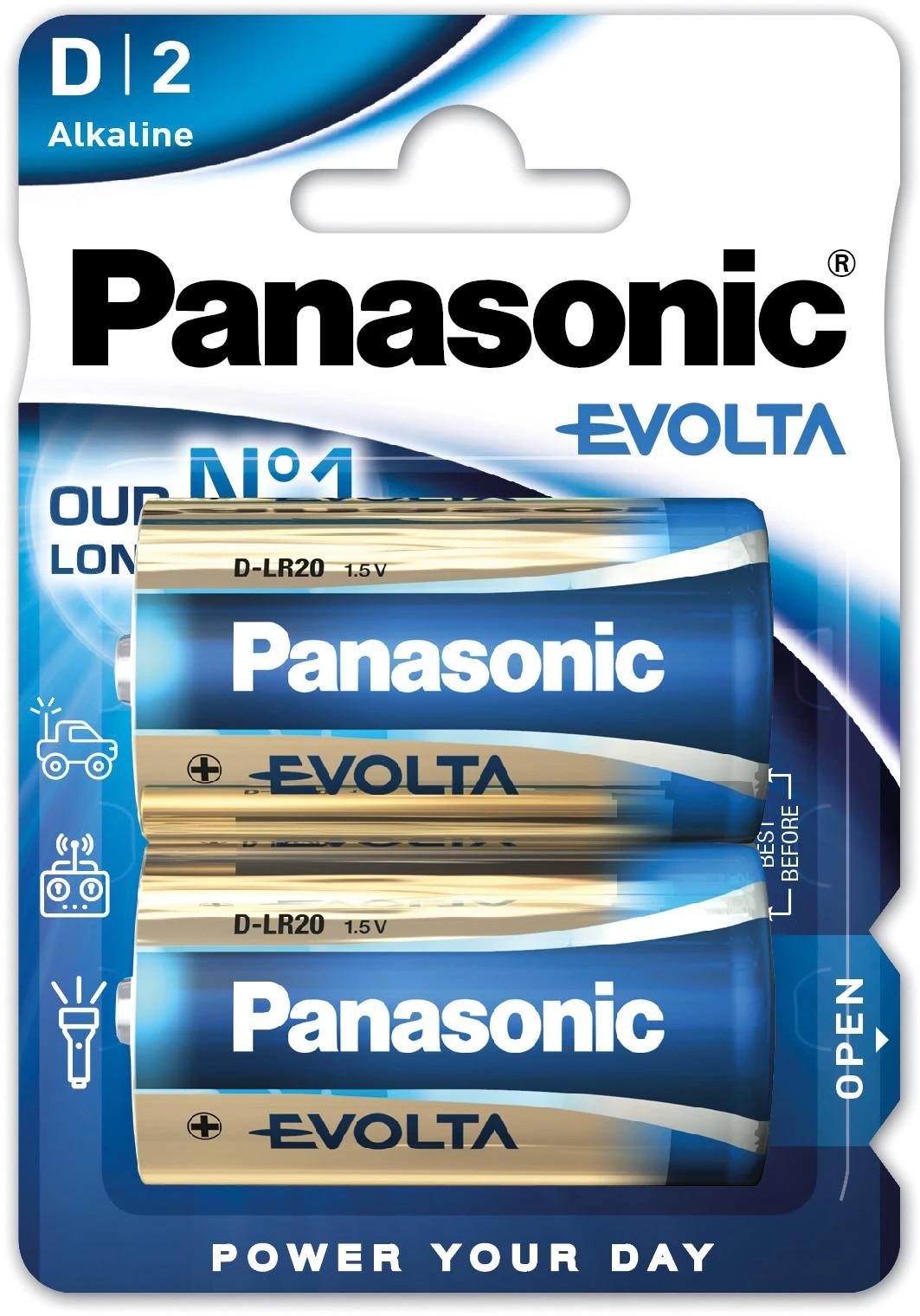 Panasonic Evolta D tipo elementai, 2 vnt. pakuotė