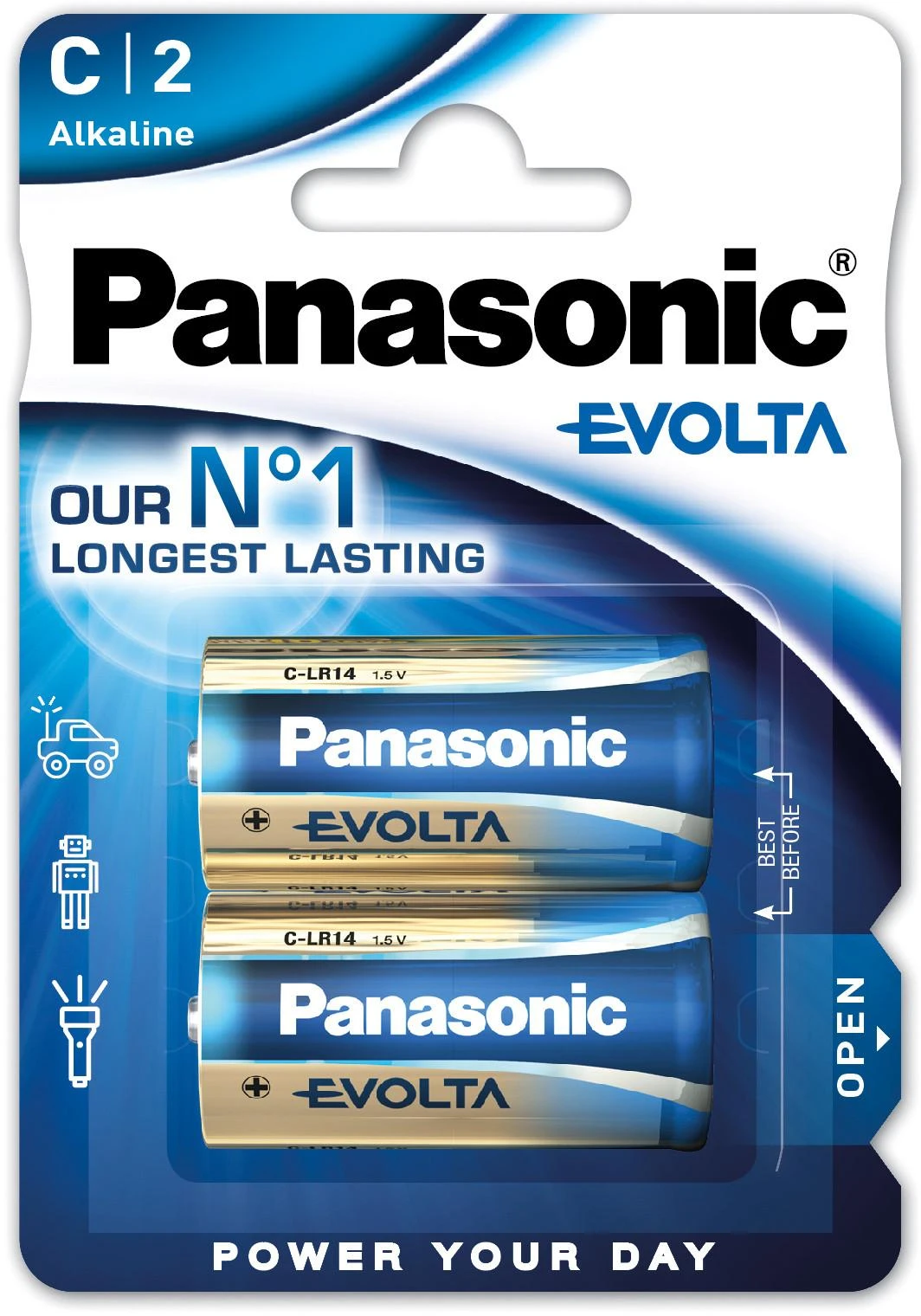 Panasonic Evolta C tipo baterijų pakuotė