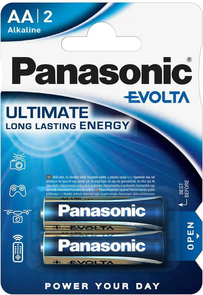 Panasonic Evolta AA baterijos pakuotėje