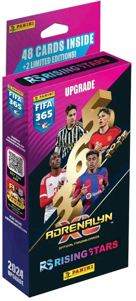 PROMO FIFA 365 2024 Kortos Adrenalyn XL Upgrade Rising Stars 00947 48kart+2vnt. limitowane Panini