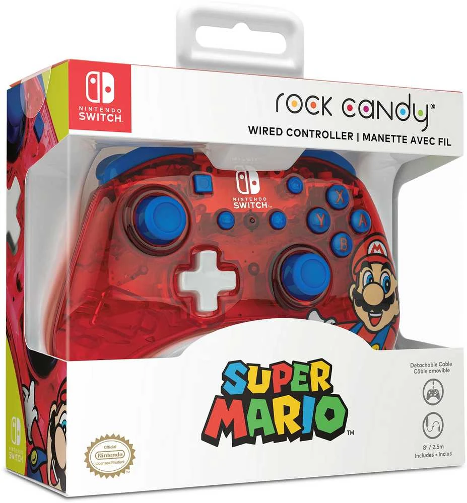 PDP Rock Candy Laidinis valdiklis skirtas Nintendo Switch - Mario | Raudona
