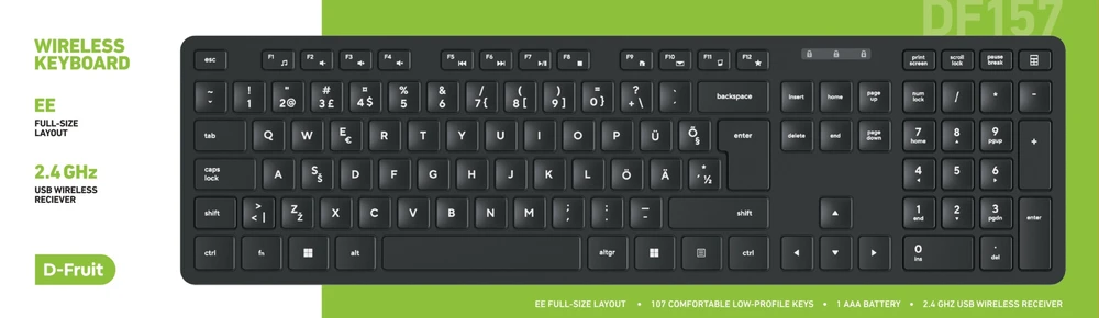Pelė D-Fruit wireless keyboard EST DF157