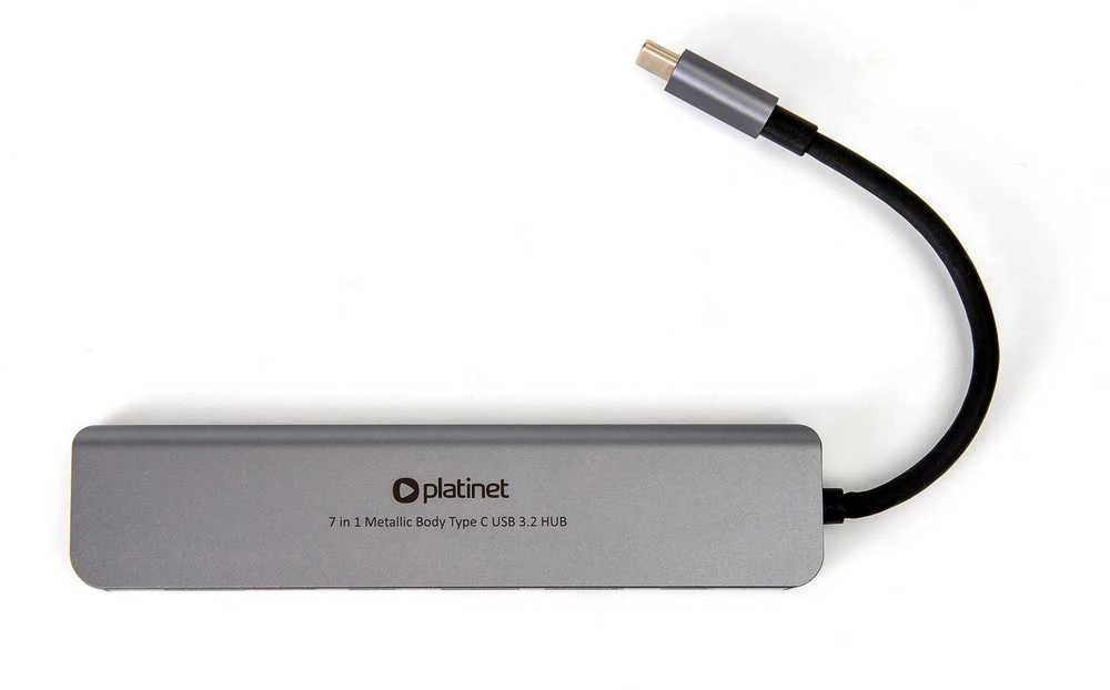 Platinet 7in1 USB-C šakotuvas (PMH9997B) (1xHDMI 4K; 1xUSB-C; 2xUSB 3.2; SD MicroSD)