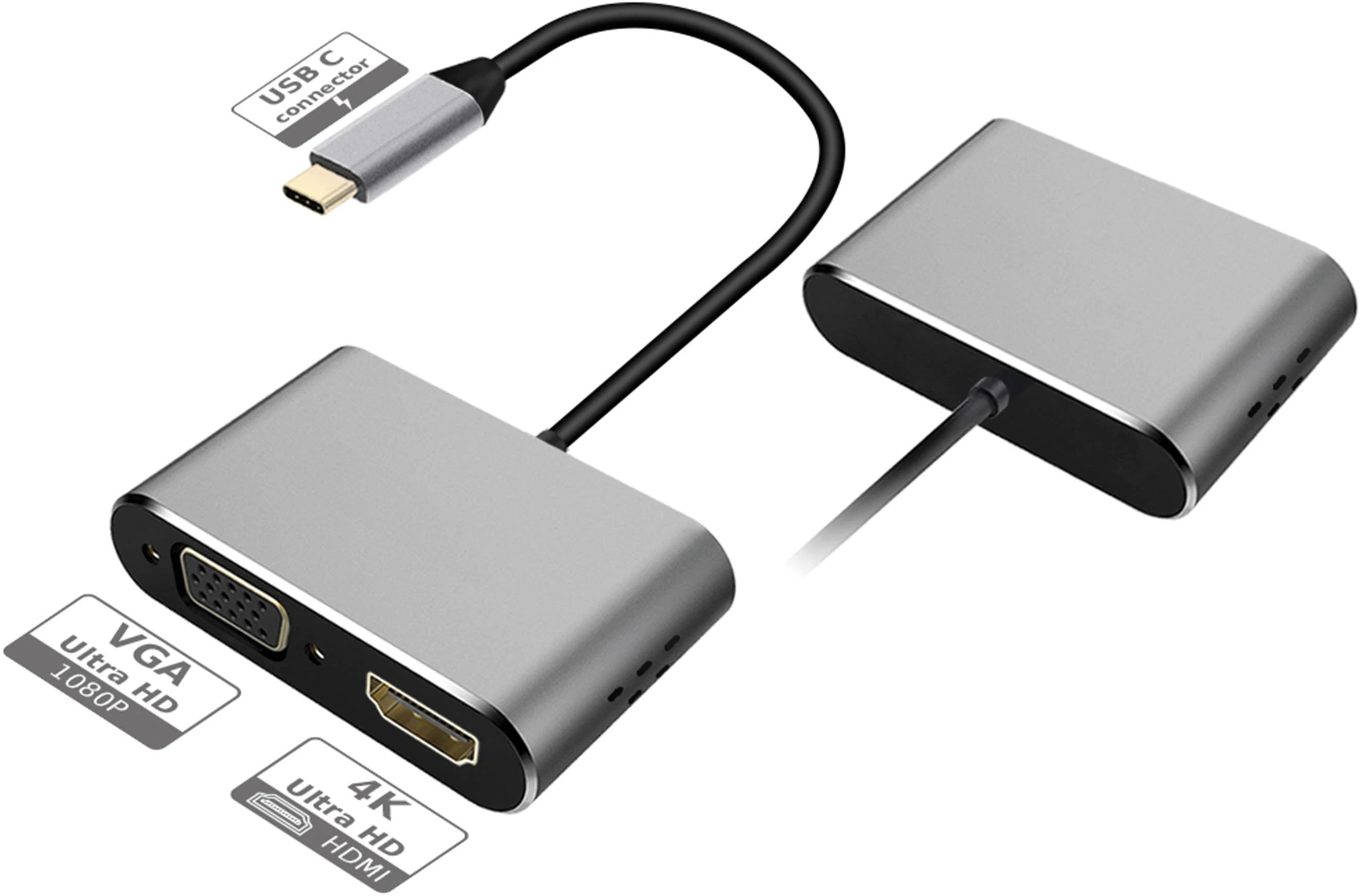 Platinet adapteris USB-C – HDMI/VGA (45224)