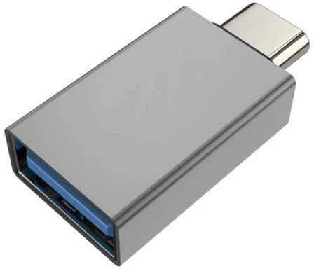 Sidabrinis USB-C į USB-A adapteris su mėlyna jungtimi